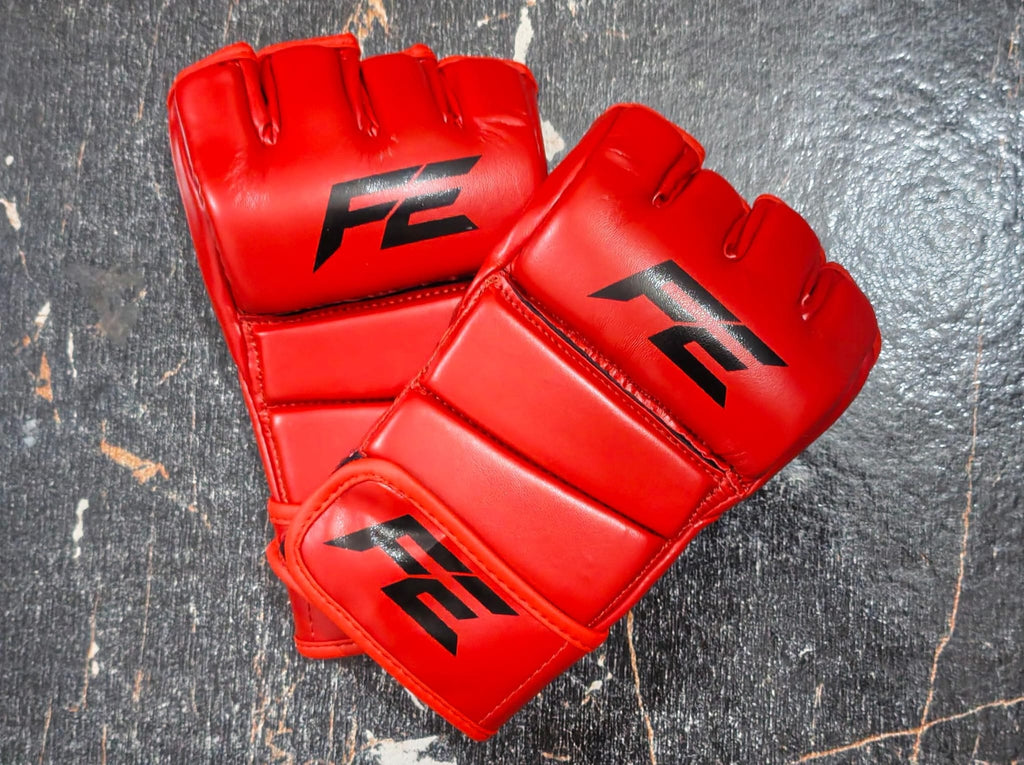 Fine Elements MMA Gloves – Red Open-Finger Combat Training Gloves