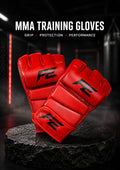 Fine Elements MMA Gloves – Red Open-Finger Combat Training Gloves