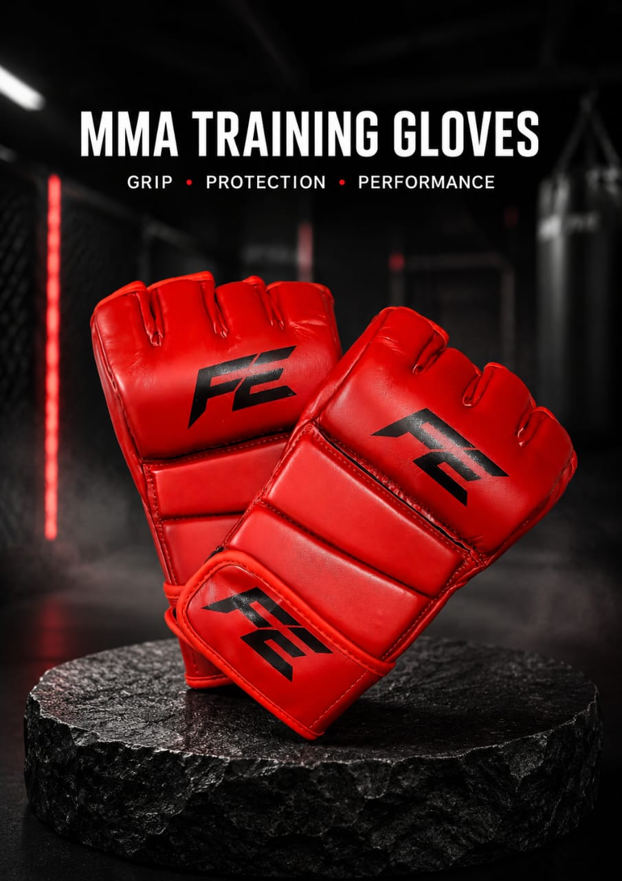 Fine Elements MMA Gloves – Red Open-Finger Combat Training Gloves